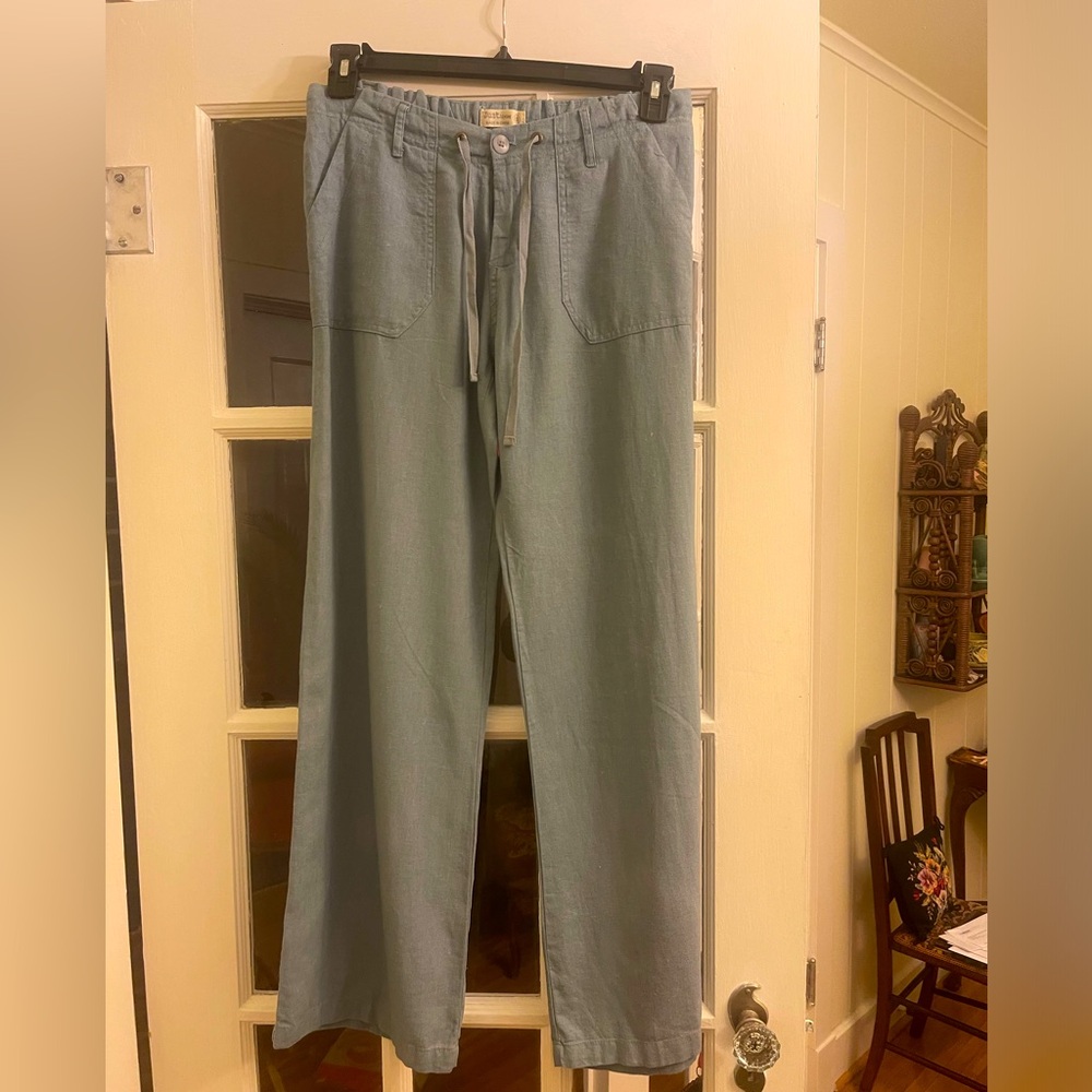 Cute linen drawstring pants grayish blue